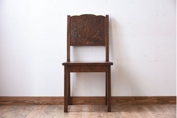 中古美品　伝統工芸　軽井沢彫りの上質なダイニングチェア(椅子)(定価約16万円)(2)