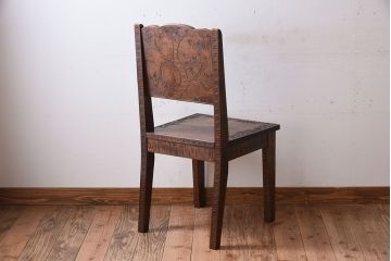 中古美品　伝統工芸　軽井沢彫りの上質なダイニングチェア(椅子)(定価約16万円)(3)