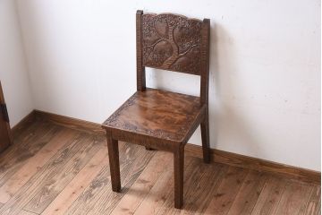 伝統工芸軽井沢彫　中古美品　ダイニングチェア(椅子)(定価約16万円)(1)