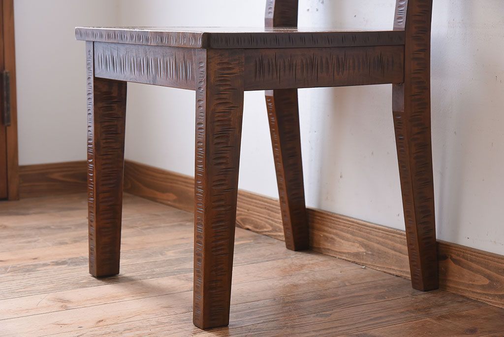 伝統工芸軽井沢彫　中古美品　ダイニングチェア(椅子)(定価約16万円)(1)