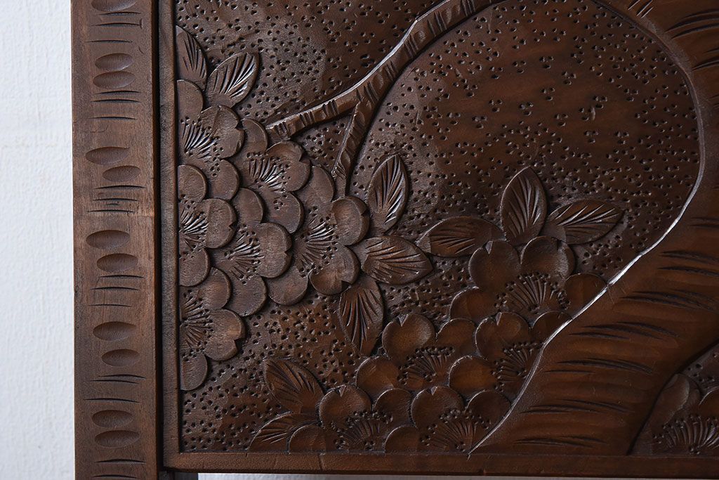 伝統工芸軽井沢彫　中古美品　ダイニングチェア(椅子)(定価約16万円)(1)