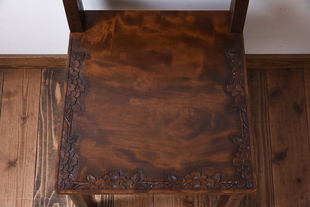 伝統工芸軽井沢彫　中古美品　ダイニングチェア(椅子)(定価約16万円)(1)