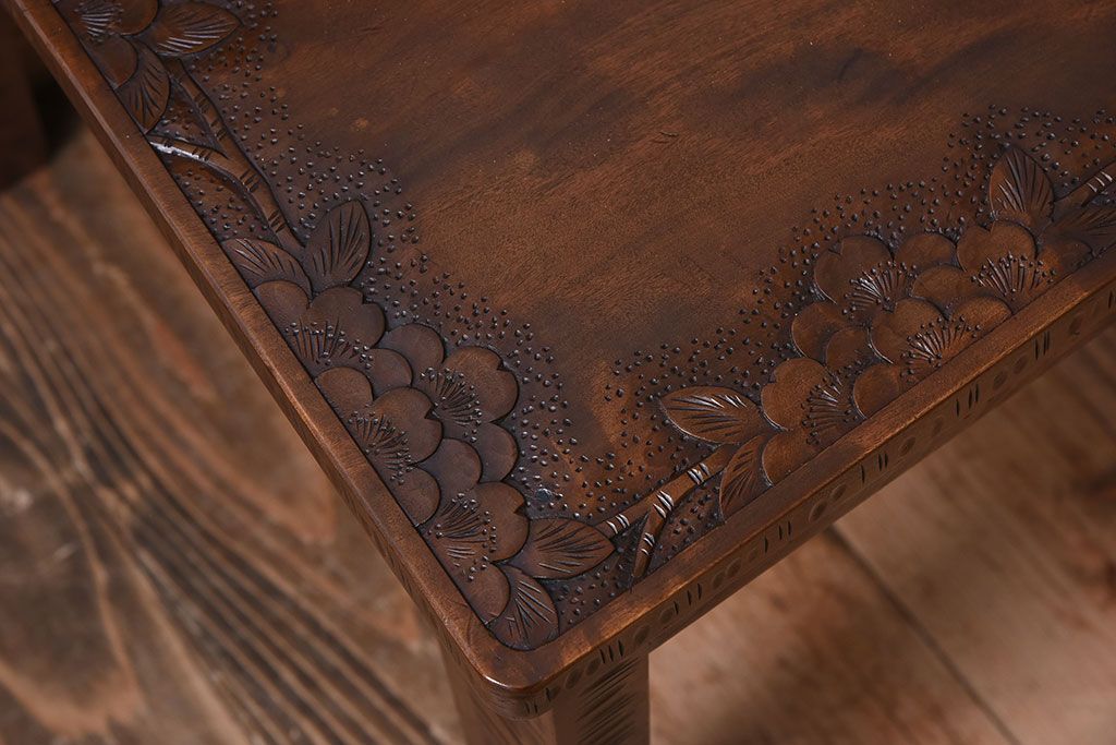 伝統工芸軽井沢彫　中古美品　ダイニングチェア(椅子)(定価約16万円)(1)