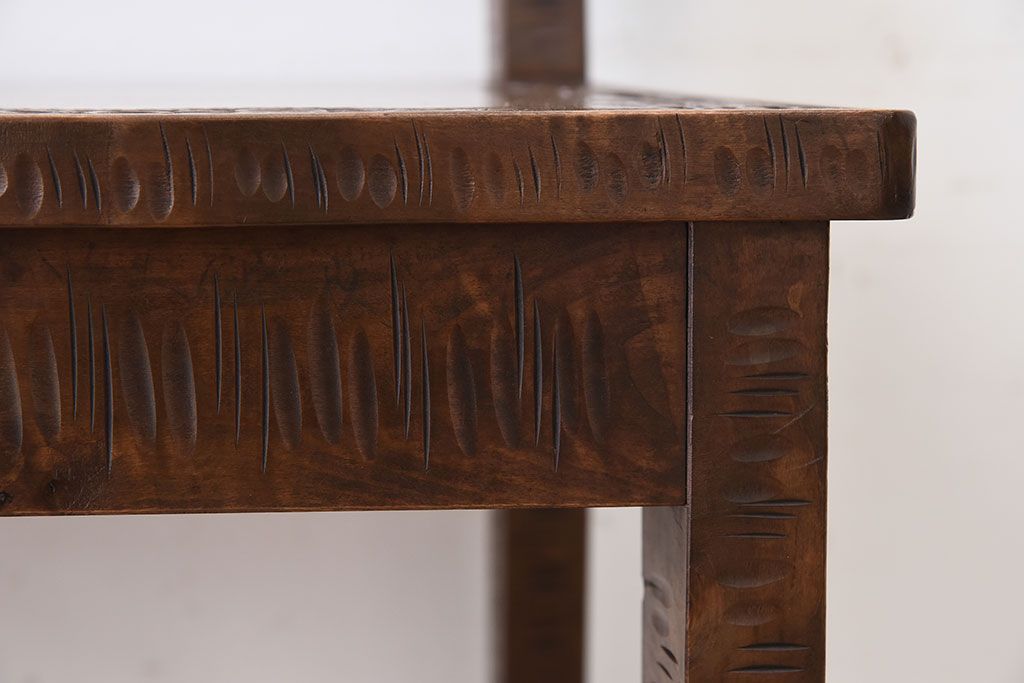 伝統工芸軽井沢彫　中古美品　ダイニングチェア(椅子)(定価約16万円)(1)