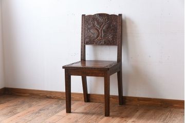 伝統工芸軽井沢彫　中古美品　ダイニングチェア(椅子)(定価約16万円)(2)