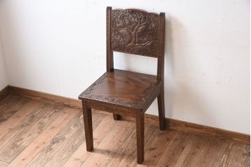 伝統工芸軽井沢彫　中古美品　ダイニングチェア(椅子)(定価約16万円)(2)