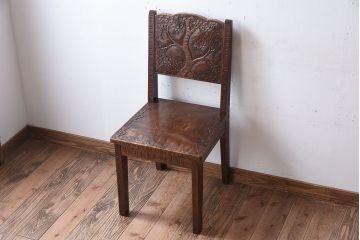 伝統工芸軽井沢彫　中古美品　ダイニングチェア(椅子)(定価約16万円)(3)