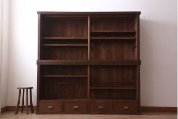 アンティーク家具　和製アンティーク　前面檜材!大きな横型重ね収納棚