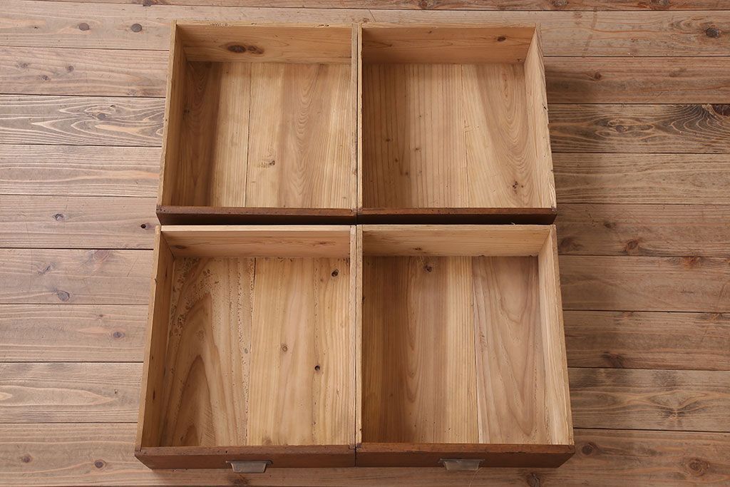 アンティーク家具　和製アンティーク　前面檜材!大きな横型重ね収納棚