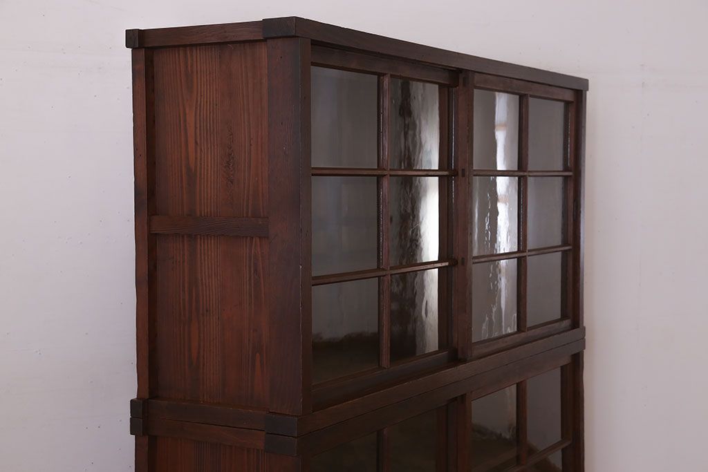 アンティーク家具　和製アンティーク　前面檜材!大きな横型重ね収納棚