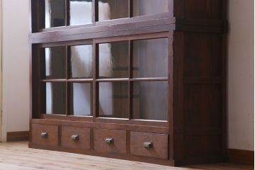 アンティーク家具　和製アンティーク　前面檜材!大きな横型重ね収納棚