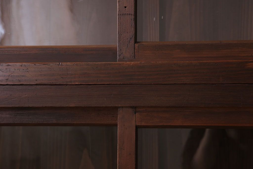 アンティーク家具　和製アンティーク　前面檜材!大きな横型重ね収納棚
