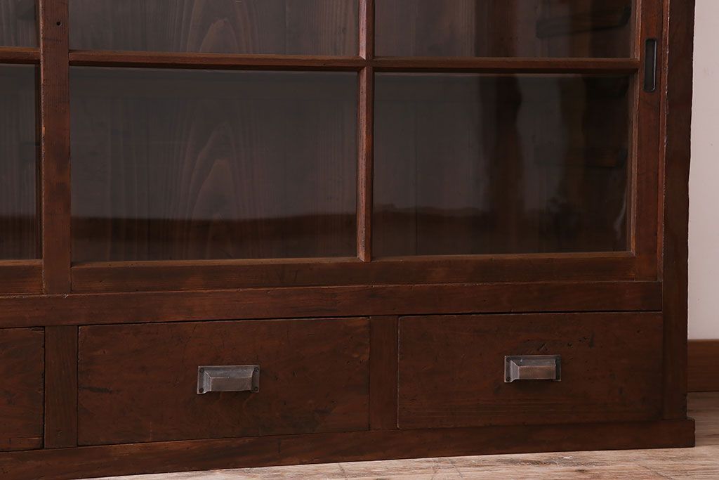 アンティーク家具　和製アンティーク　前面檜材!大きな横型重ね収納棚