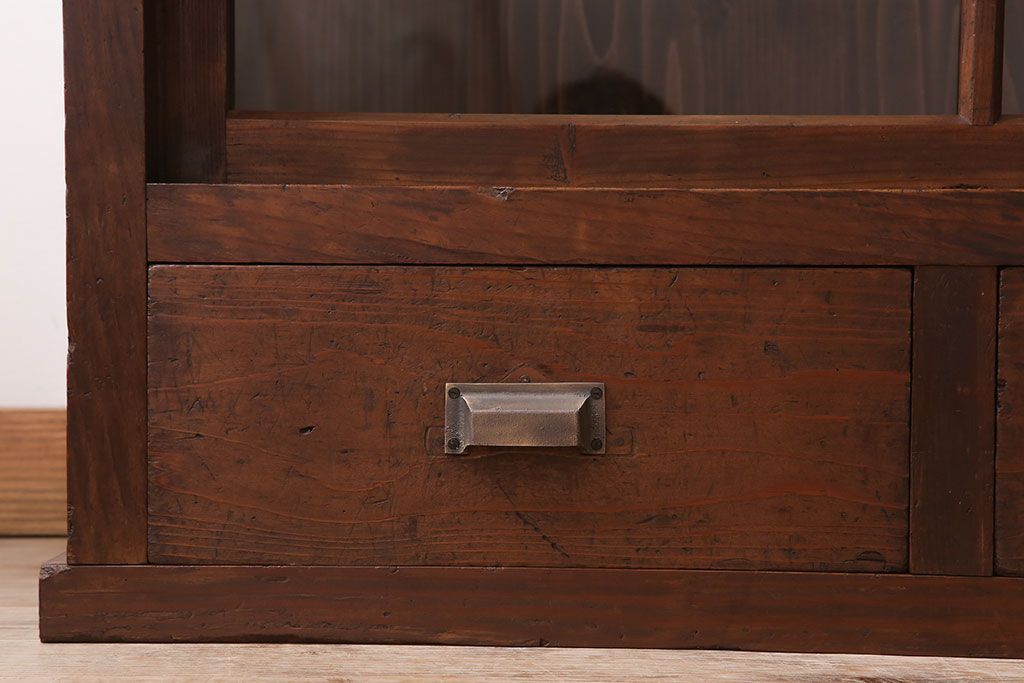 アンティーク家具　和製アンティーク　前面檜材!大きな横型重ね収納棚