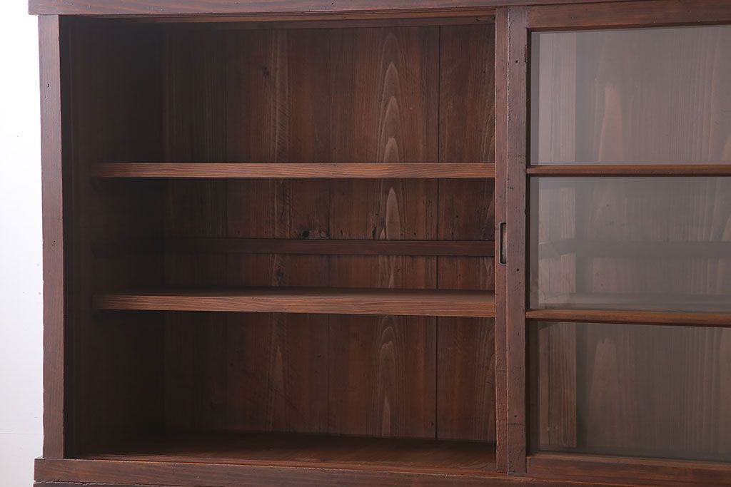 アンティーク家具　和製アンティーク　前面檜材!大きな横型重ね収納棚