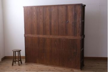 アンティーク家具　和製アンティーク　前面檜材!大きな横型重ね収納棚