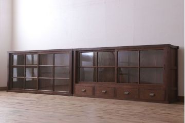 アンティーク家具　和製アンティーク　前面檜材!大きな横型重ね収納棚