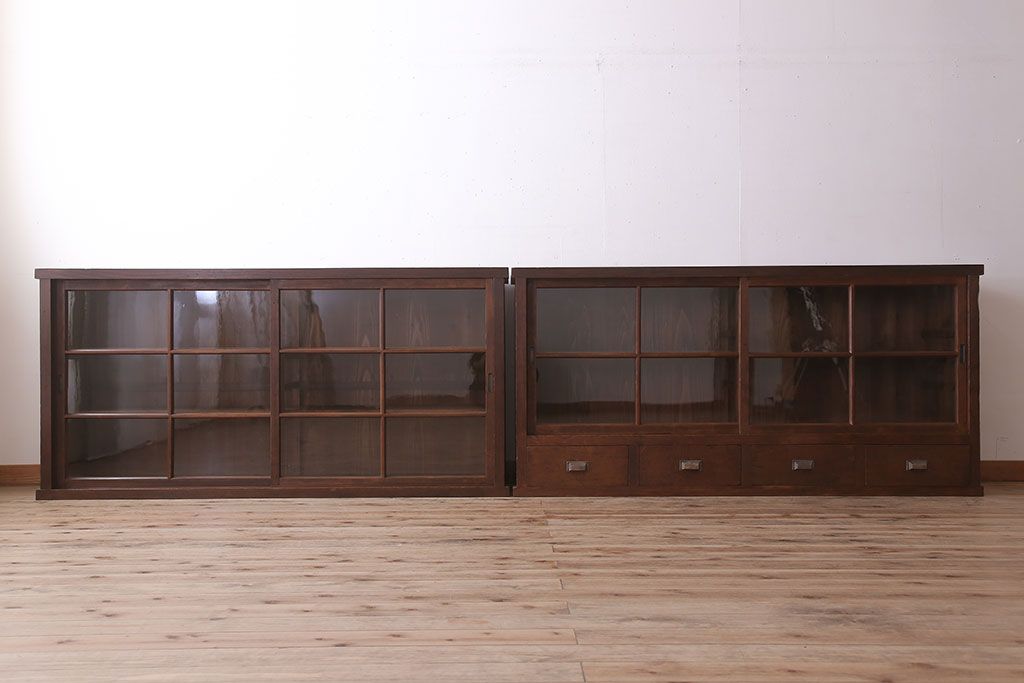 アンティーク家具　和製アンティーク　前面檜材!大きな横型重ね収納棚