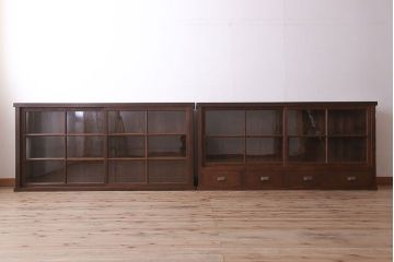 アンティーク家具　和製アンティーク　前面檜材!大きな横型重ね収納棚