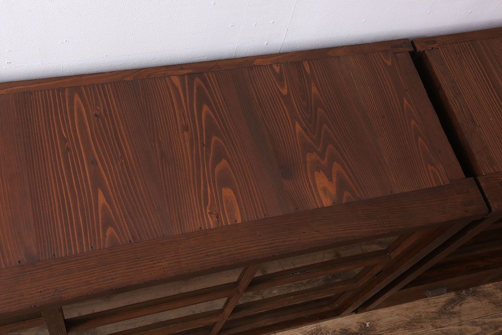 アンティーク家具　和製アンティーク　前面檜材!大きな横型重ね収納棚