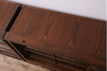 アンティーク家具　和製アンティーク　前面檜材!大きな横型重ね収納棚