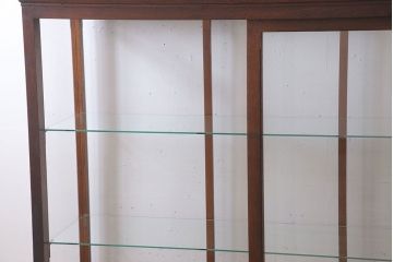 アンティーク家具　天飾り付き　大正ロマン　大ぶりサイズ!栗材製ガラスケース(ショーケース)