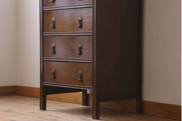 アンティーク家具　オーク材　縦型!イギリスアンティークの6杯チェスト