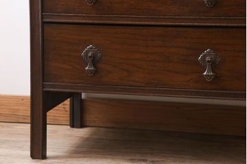 アンティーク家具　オーク材　縦型!イギリスアンティークの6杯チェスト