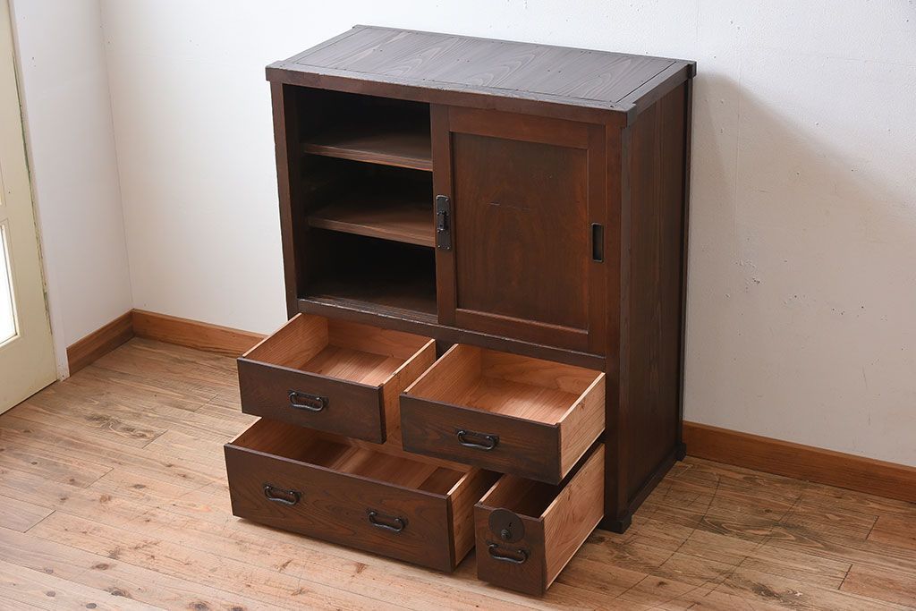 アンティーク家具　明治大正期　リサイズ品　アンティーク収納箪笥(帳場箪笥)