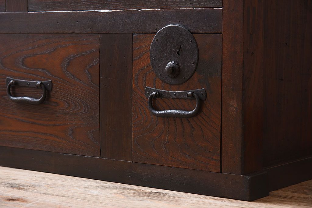 アンティーク家具　明治大正期　リサイズ品　アンティーク収納箪笥(帳場箪笥)