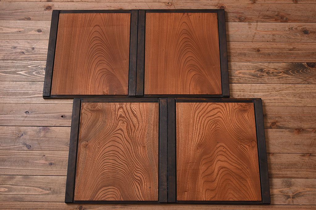 アンティーク家具　前面・鏡板欅材　明治大正期　脚付き!アンティーク時代箪笥サイドボード