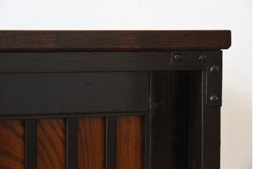 アンティーク家具　前面・鏡板欅材　明治大正期　脚付き!アンティーク時代箪笥サイドボード