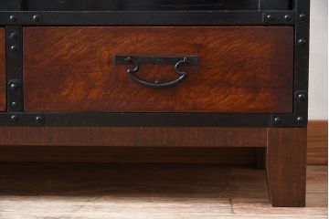 アンティーク家具　前面・鏡板欅材　明治大正期　脚付き!アンティーク時代箪笥サイドボード