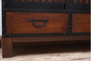 アンティーク家具　前面・鏡板欅材　明治大正期　脚付き!アンティーク時代箪笥サイドボード