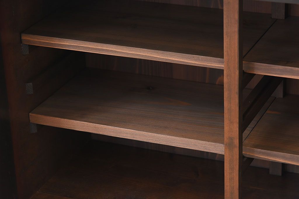 アンティーク家具　前面・鏡板欅材　明治大正期　脚付き!アンティーク時代箪笥サイドボード