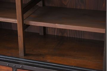 アンティーク家具　前面・鏡板欅材　明治大正期　脚付き!アンティーク時代箪笥サイドボード