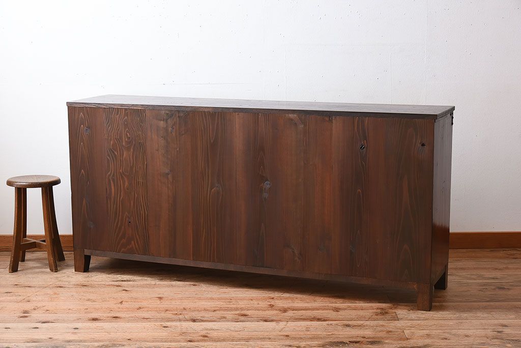 アンティーク家具　前面・鏡板欅材　明治大正期　脚付き!アンティーク時代箪笥サイドボード