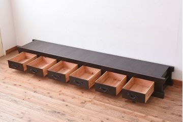 アンティーク家具　明治大正期　和製アンティークの九尺水屋箪笥ローボード(テレビ台、キャビネット、収納棚)