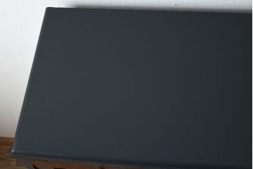 アンティーク家具　ネイビーペイント　古いナラ材のアンティークブックケース(本箱)