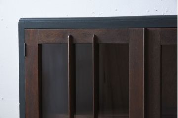 アンティーク家具　ネイビーペイント　古いナラ材のアンティークブックケース(本箱)