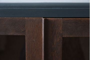 アンティーク家具　ネイビーペイント　古いナラ材のアンティークブックケース(本箱)