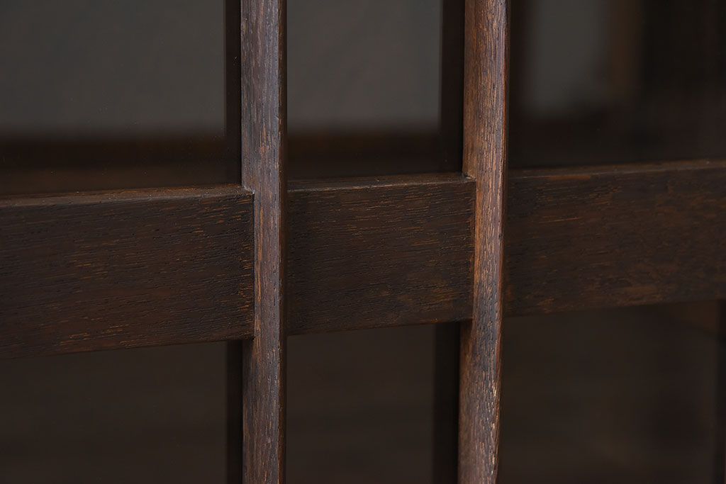 アンティーク家具　ネイビーペイント　古いナラ材のアンティークブックケース(本箱)