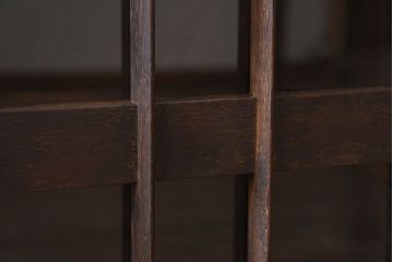 アンティーク家具　ネイビーペイント　古いナラ材のアンティークブックケース(本箱)