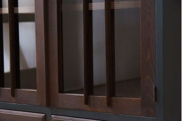 アンティーク家具　ネイビーペイント　古いナラ材のアンティークブックケース(本箱)