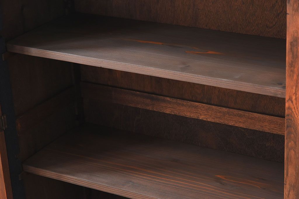 アンティーク家具　ネイビーペイント　古いナラ材のアンティークブックケース(本箱)