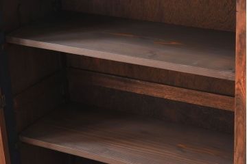 アンティーク家具　ネイビーペイント　古いナラ材のアンティークブックケース(本箱)