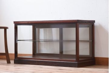 アンティーク家具　小ぶりな木製アンティークガラスケース(ショーケース)