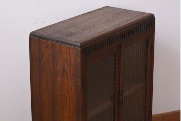 アンティーク家具　大正ロマン　チェッカーガラス入り!小さなアンティーク本箱(本棚)