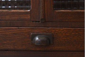 アンティーク家具　大正ロマン　チェッカーガラス入り!小さなアンティーク本箱(本棚)