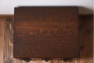 アンティーク家具　ネームプレート取っ手!ナラ材製のアンティークカードケース(小引き出し、図書館、図書室)